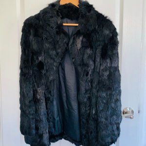Vintage Black Rabbit Fur Coat